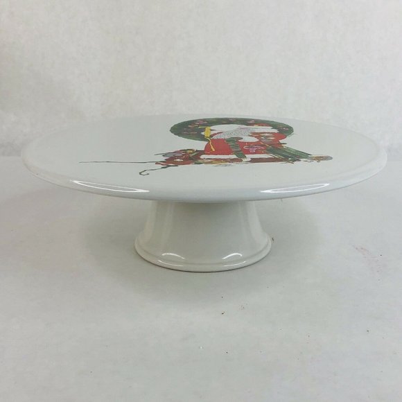 Vintage 1981 JL Hudson Santa Claus Cake Stand Round Christmas Pedestal Plate - Picture 5 of 7